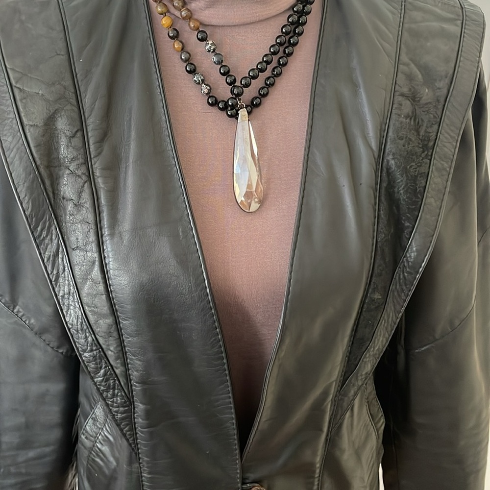 Vintage 90s Black Leather Womens Jacket Size 40/ US 10 - Picture 2 of 8